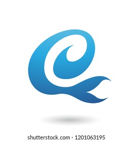 Vector Illustration of Blue Curvy Fun Letter E isolated on a White Background