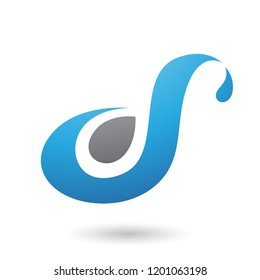 Vector Illustration of Blue Curvy Fun Letter D or S isolated on a White Background