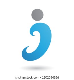 Vector Illustration of Blue Curvy Fun Letter I isolated on a White Background