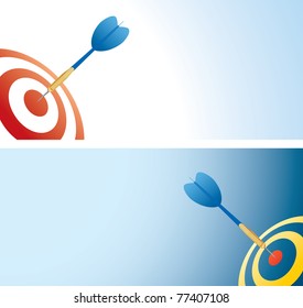 vector illustration with blue darts arrow in center