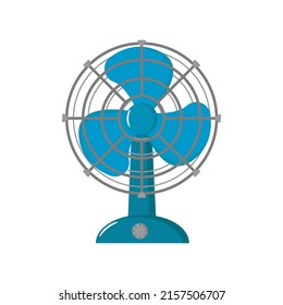 Vector illustration of blue desk fan in cartoon style