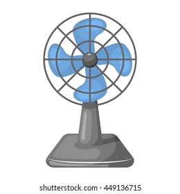 Vector illustration of blue desk fan in cartoon style