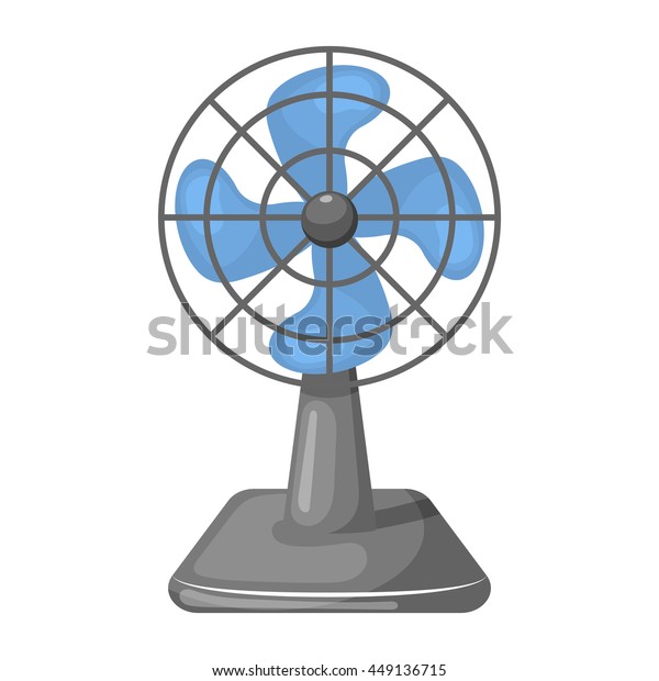 Vector Illustration Blue Desk Fan Cartoon Stock Vector (Royalty Free