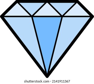 Ilustración vectorial de un diamante azul. estilo de dibujos animados