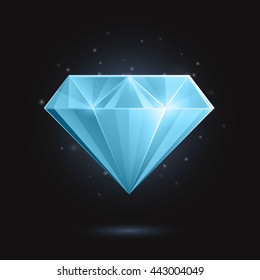 Vector Illustration of a Blue Diamond or Gemstone on a Black Background