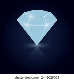 Ilustración vectorial de diamante azul sobre fondo oscuro