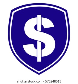 Ilustración vectorial del icono Escudo del dólar azul
