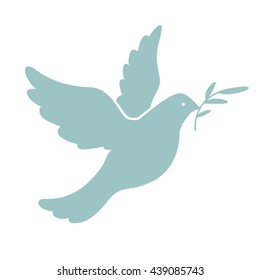 Vector illustration of a Blue Dove With Olive Branch