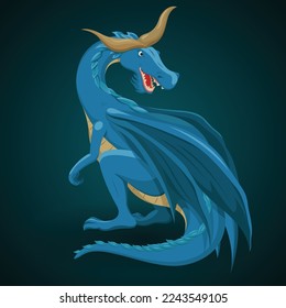 Vector illustration of Blue dragon character design
