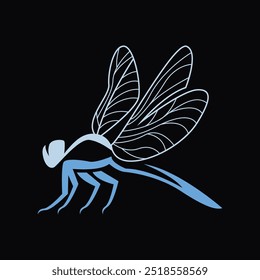 Ilustración vectorial de la mosca azul del dragón