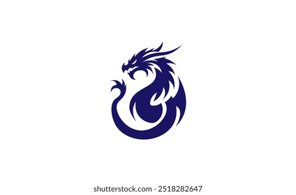 Vector illustration of blue dragon silhouette for logo