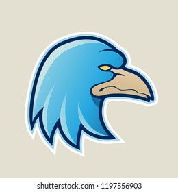 Vector Illustration of Blue Eagle Head Cartoon Icon isolated on a White Background