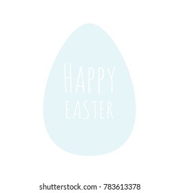 Vector illustration of blue egg isolated on white background with Happy Easter text. Spring holiday. 