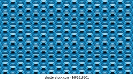 Vector Illustration of Blue Embossed Hexagon Background
