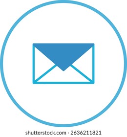 Vector illustration of a blue envelope icon on a white background simple design
