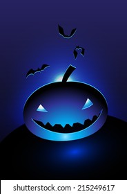 vector illustration of blue evil pumpkin  for poster template 
