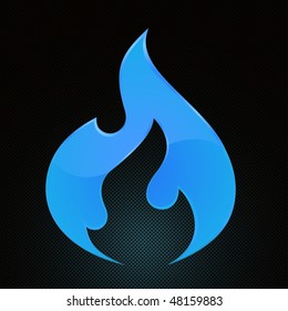 Vector Illustration of blue fire (natural gas) on abstract grid background