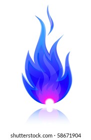 Vector Illustration of blue fire (natural gas)