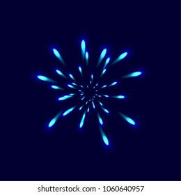 Vector illustration. Blue fireworks.