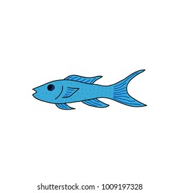 Vector illustration of a blue fish