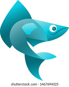 Vector Illustration of blue fish on a white background. It can be used for the logo, icon, decoration for brochure, print on clothes, cover, card. Seafood business concept.