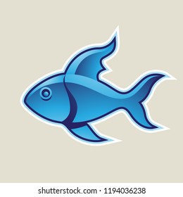 Vektorgrafik von Blauem Fisch oder Fisch Symbol einzeln auf weißem Hintergrund