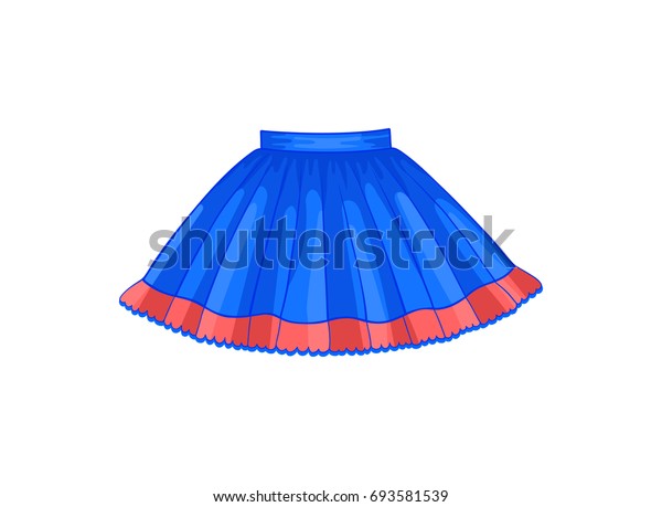 赤いフリルの付いた青いフレアスカートのベクターイラスト のベクター画像素材 ロイヤリティフリー