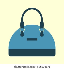 Vector illustration blue flat icon of stylish women bag