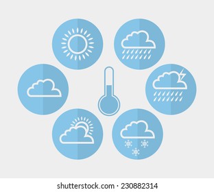 Vector illustration of blue flat Weather Icons