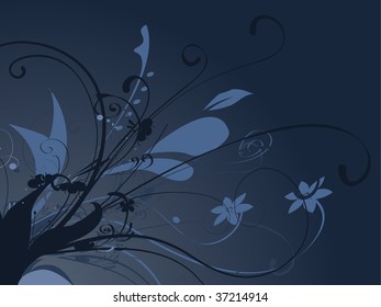 Vector illustration of Blue Floral Decorative background