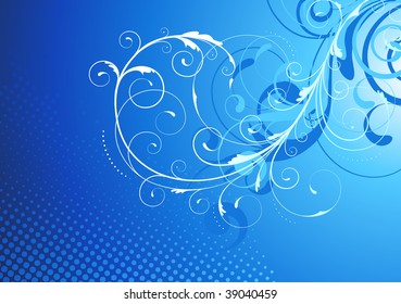 Vector illustration of blue Floral Decorative background