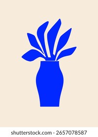 Ilustración vectorial de una flor azul en florero