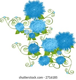 vector illustration blue flowers on vines