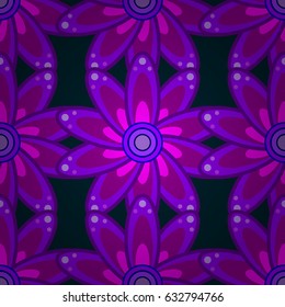 Vector illustration of blue flowers. Seamless pattern with flowers on motley background.
