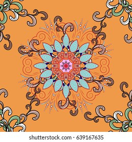 Vector illustration of blue flowers. Seamless pattern with flowers on motley background.