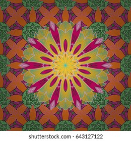 Vector illustration of blue flowers. Seamless pattern with flowers on motley background.