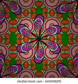 Vector illustration of blue flowers. Seamless pattern with flowers on motley background.