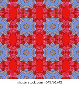 Vector illustration of blue flowers. Seamless pattern with flowers on motley background.