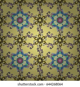 Vector illustration of blue flowers. Seamless pattern with flowers on motley background.