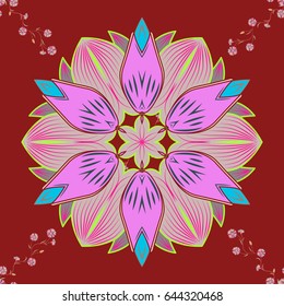 Vector illustration of blue flowers. Seamless pattern with flowers on motley background.