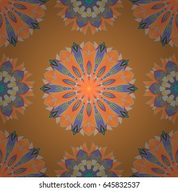 Vector illustration of blue flowers. Seamless pattern with flowers on motley background.