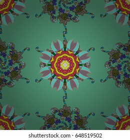 Vector illustration of blue flowers. Seamless pattern with flowers on motley background.