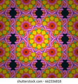 Vector illustration of blue flowers. Seamless pattern with flowers on motley background.