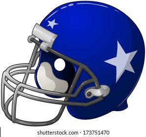 A Vector Illustration Of A Blue Football Helmet. 