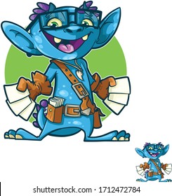 Vektorillustration-Illustration eines blauen lustigen Charakters