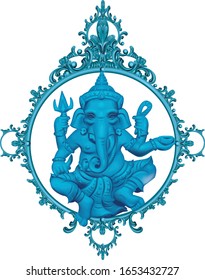 vector illustration of blue ganesha elephant symbol of gods religion hinduism