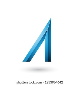 Vector Illustration of Blue Geometrical Glossy Letter A isolated on a White Background