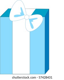 Vector Illustration of blue gift present isolated.