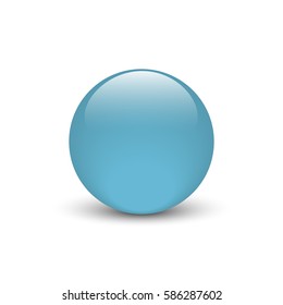Vector illustration of blue glass button for icon with shadow