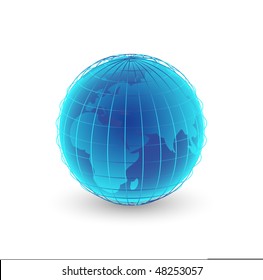 Vector illustration of blue globe.